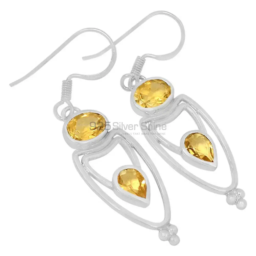 925 Sterling Silver Earrings In Citrine Gemstone Jewelry 925SE592_0