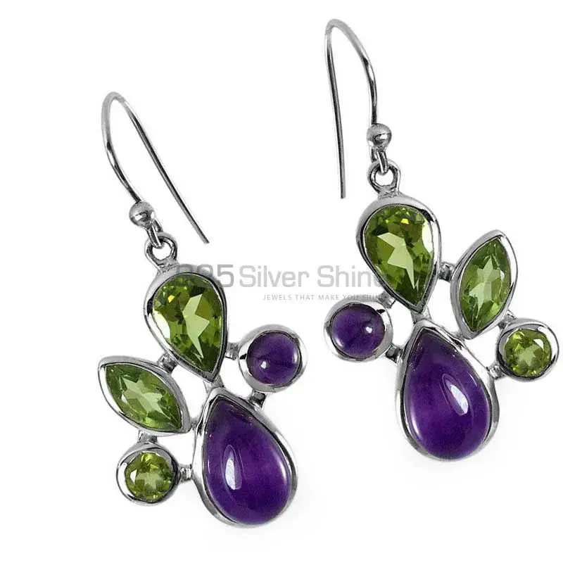 925 Sterling Silver Earrings In Amethyst Gemstone Jewelry 925SE1304_1