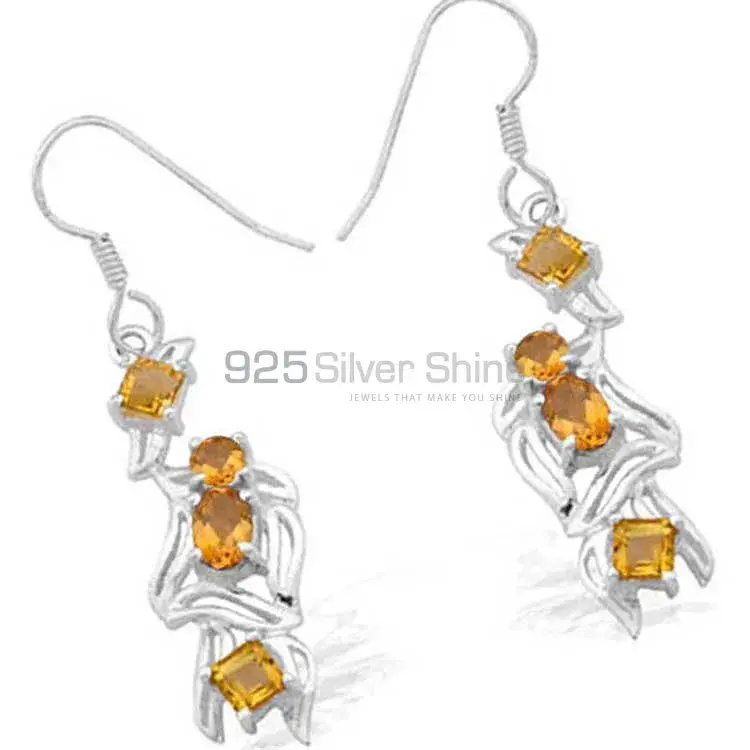 925 Sterling Silver Earrings In Citrine Gemstone Jewelry 925SE918_0