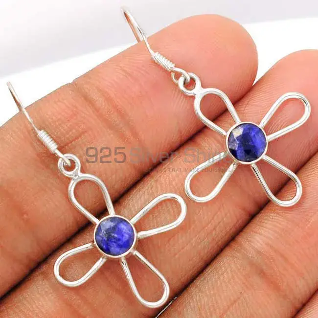 925 Sterling Silver Earrings In Dyed Sapphire Gemstone Jewelry 925SE2396_1