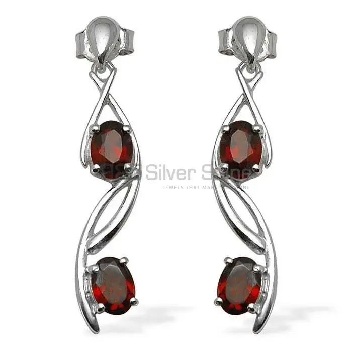 925 Sterling Silver Earrings In Garnet Gemstone Jewelry 925SE1076_0