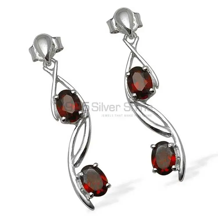 925 Sterling Silver Earrings In Garnet Gemstone Jewelry 925SE1076_1