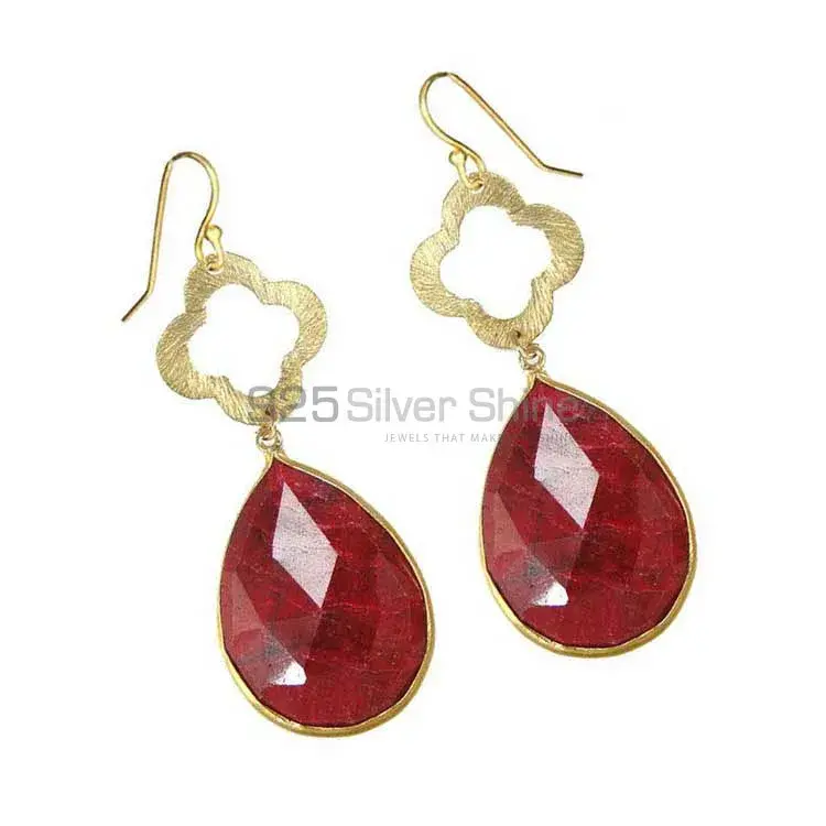 925 Sterling Silver Handmade Earrings In Dyed Ruby Gemstone Jewelry 925SE1910_1