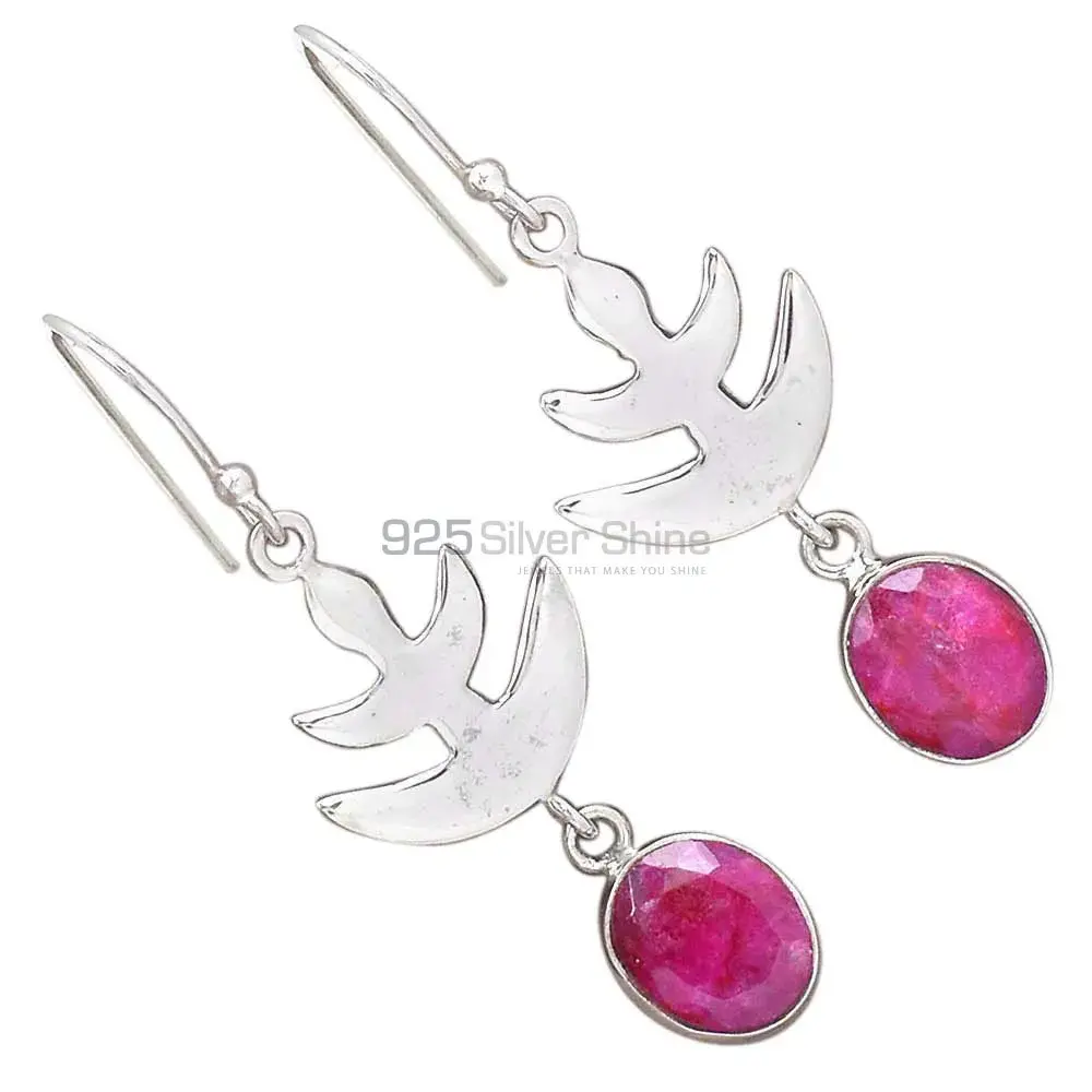 925 Sterling Silver Handmade Earrings In Dyed Ruby Gemstone Jewelry 925SE2169_2