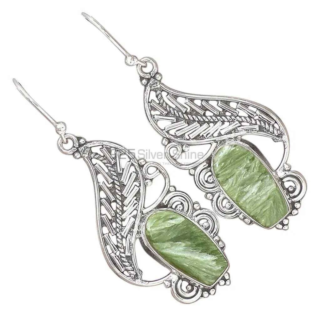 925 Sterling Silver Handmade Earrings In Seraphinite Gemstone Jewelry 925SE2961_2