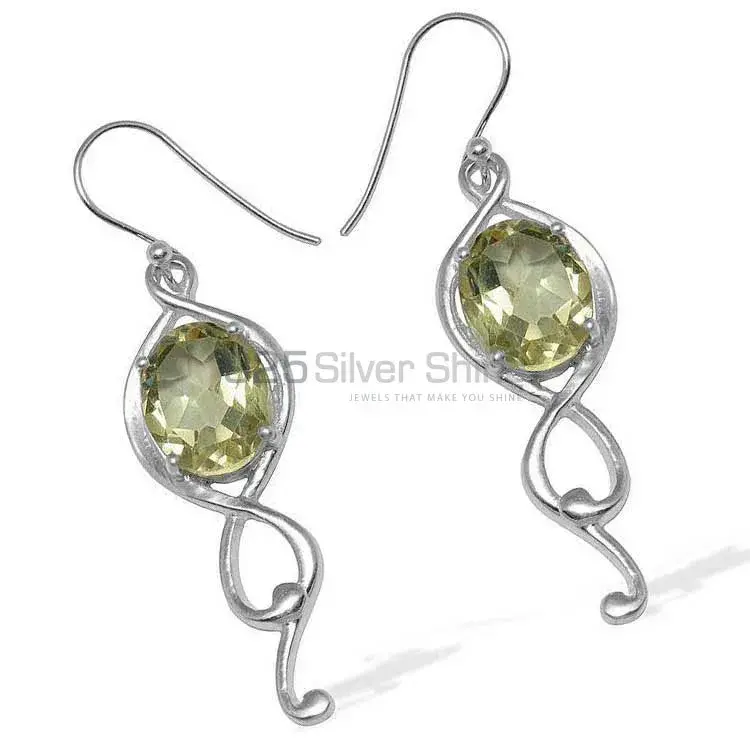 925 Sterling Silver Handmade Earrings In Green Amethyst Gemstone Jewelry 925SE834_1