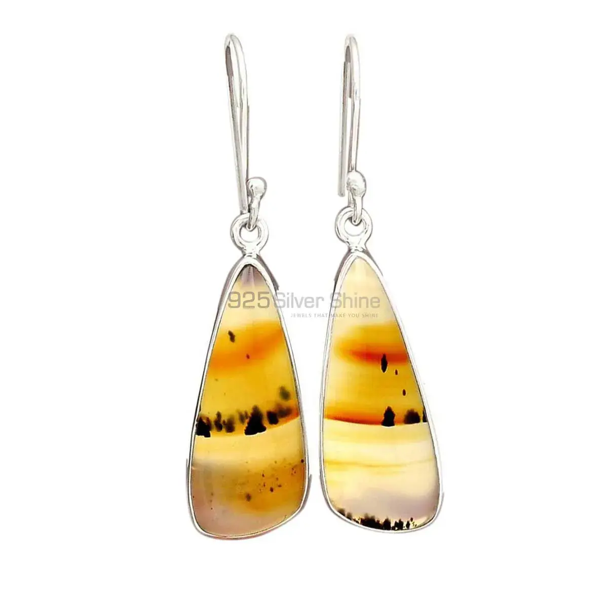 925 Sterling Silver Handmade Earrings In Montana Agate Gemstone Jewelry 925SE2312_7