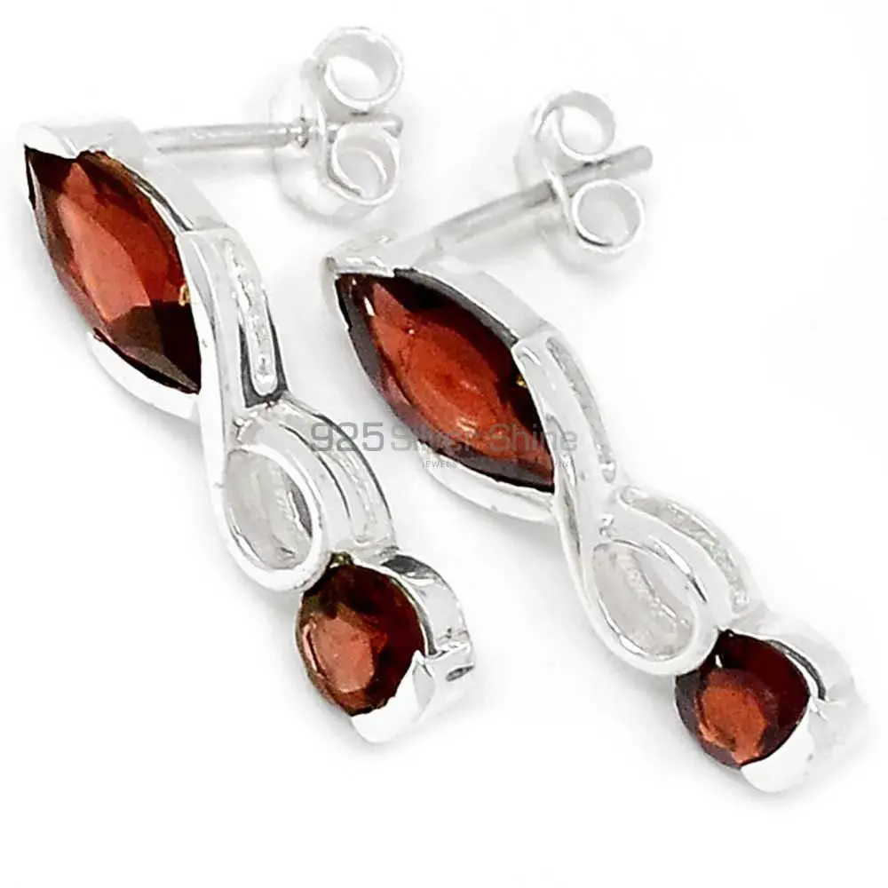 925 Sterling Silver Handmade Earrings In Garnet Gemstone Jewelry 925SE449_0