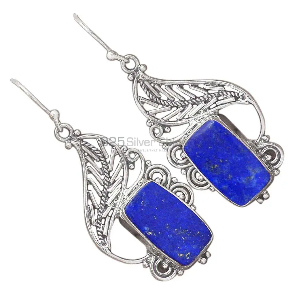 925 Sterling Silver Handmade Earrings In Lapis Gemstone Jewelry 925SE2956_2