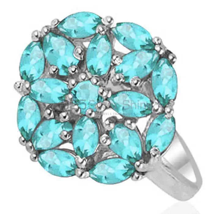 925 Sterling Silver Handmade Rings In Blue Topaz Gemstone Jewelry 925SR1816