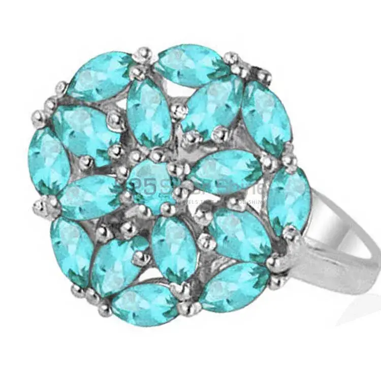 925 Sterling Silver Handmade Rings In Blue Topaz Gemstone Jewelry 925SR1816_0