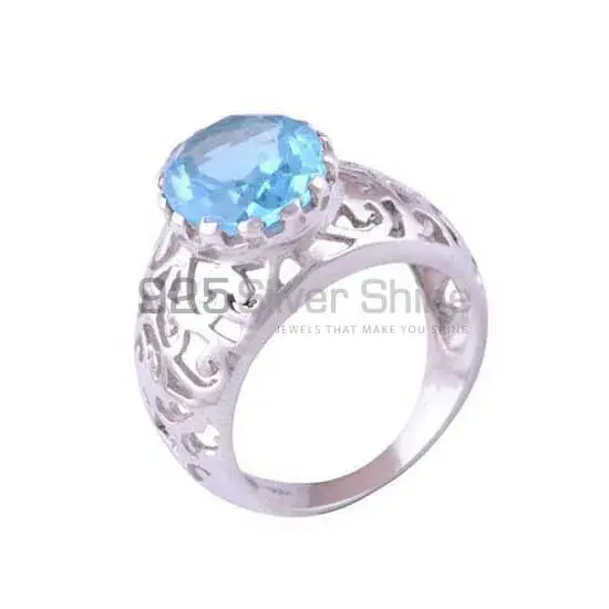 925 Sterling Silver Handmade Rings In Blue Topaz Gemstone Jewelry 925SR3487_1