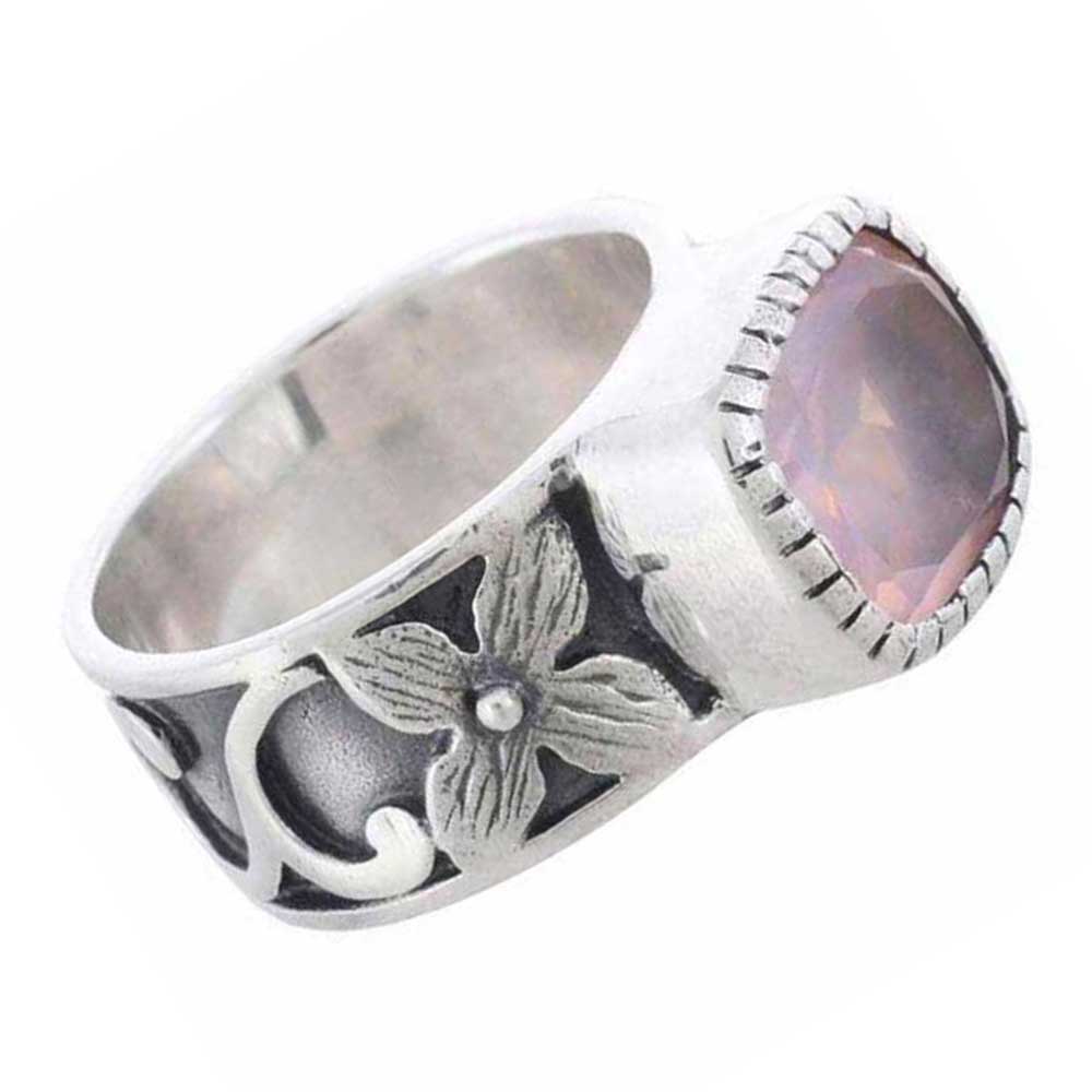 925 Sterling Silver Handmade Rings In Rose Quartz Gemstone Jewelry 925SR975_1