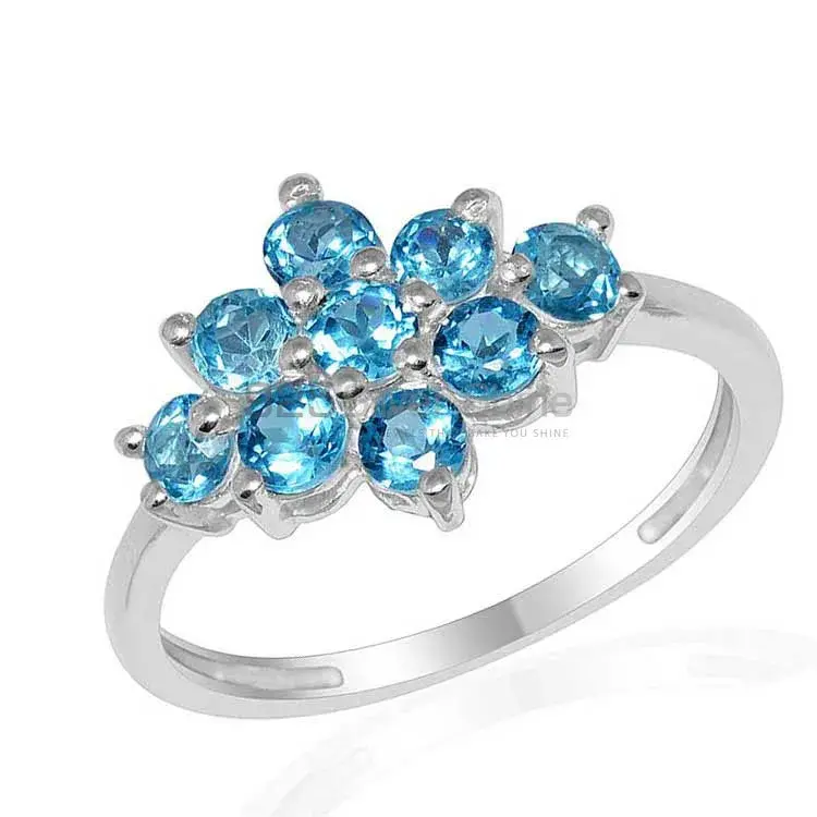 925 Sterling Silver Handmade Rings In Blue Topaz Gemstone Jewelry 925SR1668_1