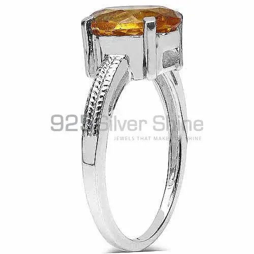 Single Citrine Gemstone Silver Women Rings 925SR3087_1