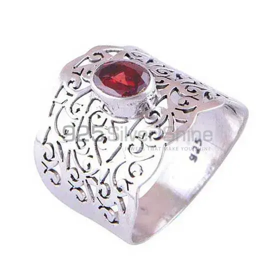 Filigree Design Silver Garnet January Birthstone Rings 925SR4085_1
