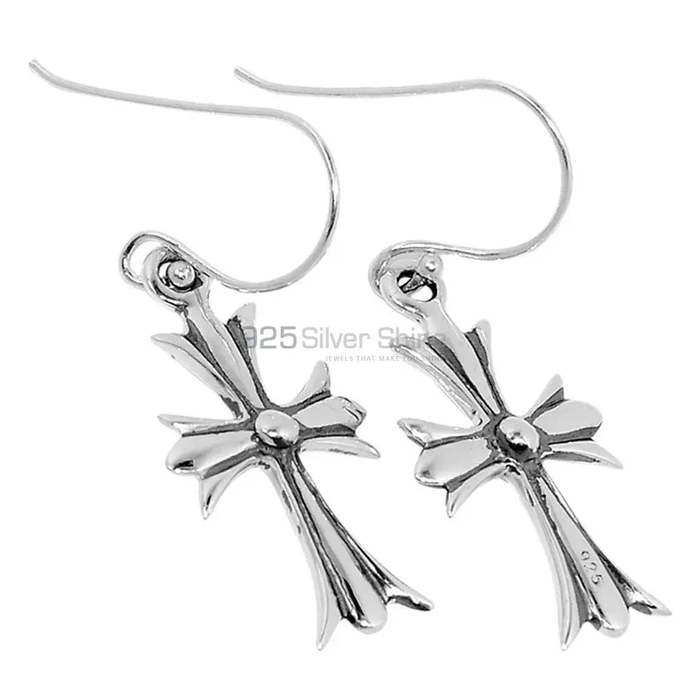 925 Sterling Silver Oxidized Cross earring 925SE2862_2