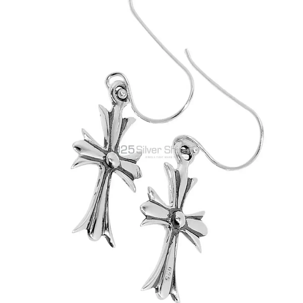 925 Sterling Silver Oxidized Cross earring 925SE2862_4
