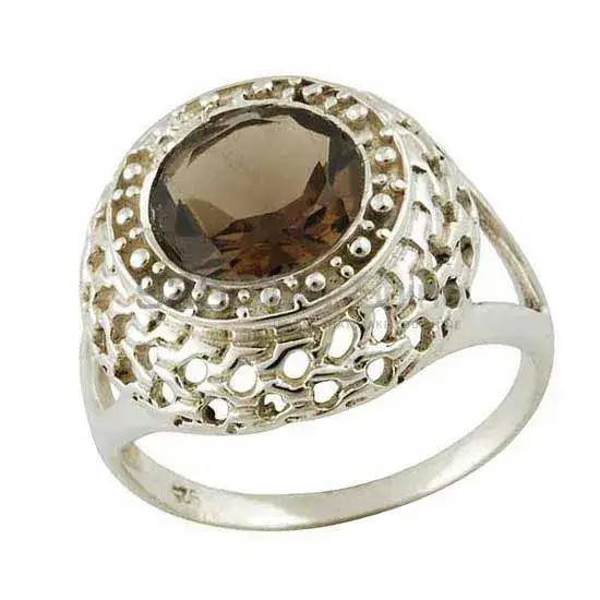 925 Sterling Silver Rings In Smoky Quartz Gemstone Jewelry 925SR3561_1