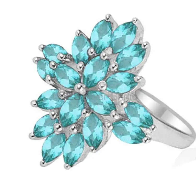 925 Sterling Silver Rings In Blue Topaz Gemstone Jewelry 925SR1821_0