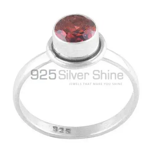 Faceted Garnet Gemstone Sterling Silver Wedding Rings 925SR3492_0