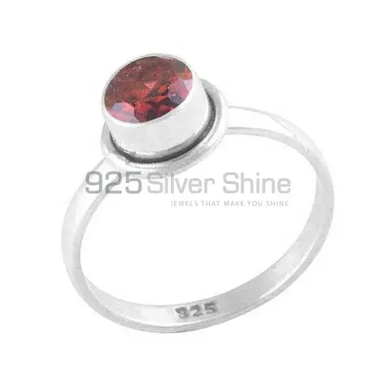 Faceted Garnet Gemstone Sterling Silver Wedding Rings 925SR3492_1