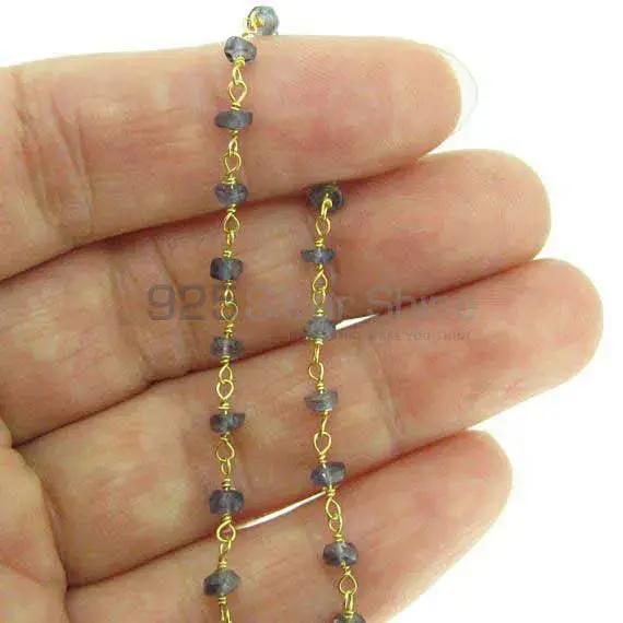 Iolite rosary chain. "Wire Wrapped 1 Feet Roll Chain" 925RC234_3
