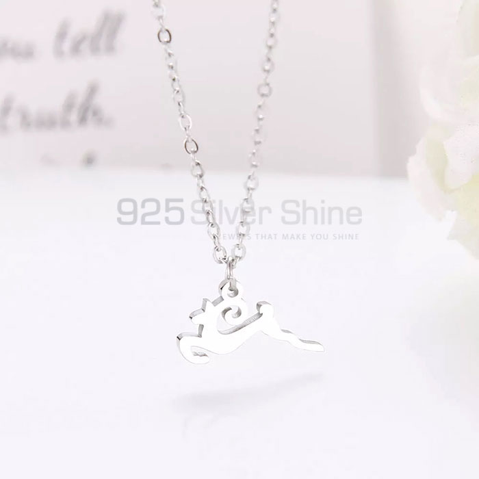 Jumping Reindeer Necklace, Animal Minimalist Necklace In 925 Sterling Silver AMN138_0