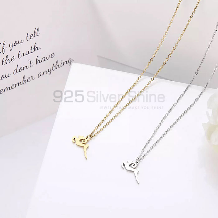 Jumping Reindeer Necklace, Animal Minimalist Necklace In 925 Sterling Silver AMN138_1