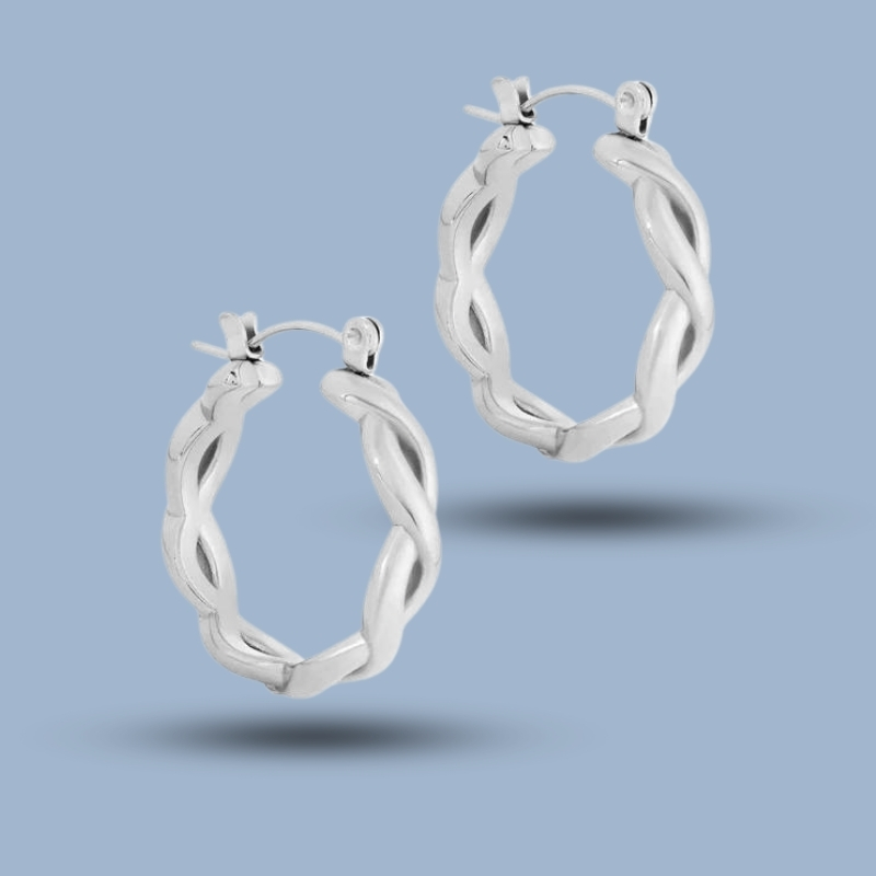 Knotted Rope 925 Sterling Silver Helix Earring Hoop 925She224_0