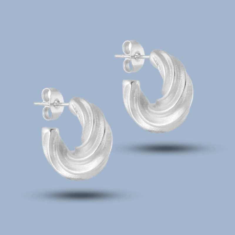 Knotted Rope 925 Sterling Silver Sleeper Tapered Hoops Earring 925She240_0