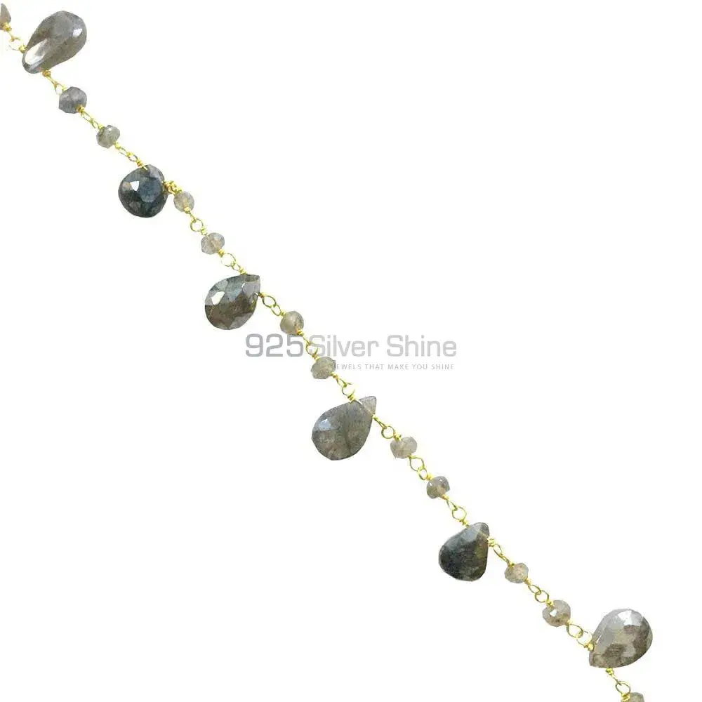 Labradorite Coated Gemstone Rosary Chain. "Wire Wrapped 1 Feet Roll Chain" 925RC203_1