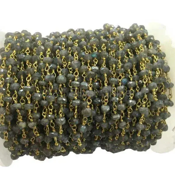 Labradorite Coated Gemstone Rosary Chain. "Wire Wrapped 1 Feet Roll Chain" 925RC203_3