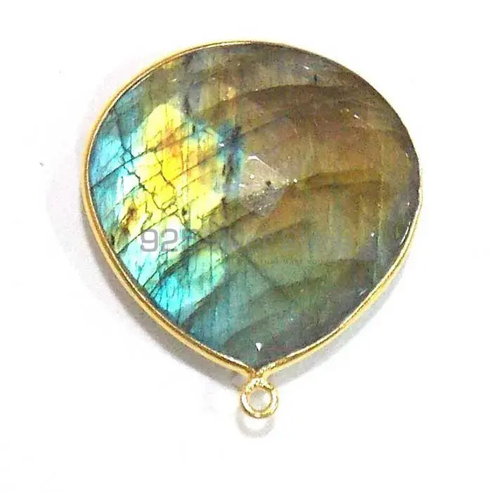 Labradorite Octagon Gemstone Single Bail Bezel Sterling Silver Gold Vermeil Gemstone Connector 925GC277_3