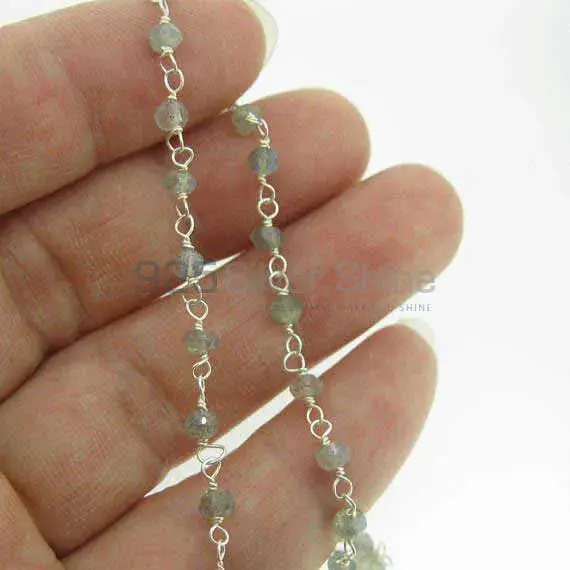 Labradorite rosary chain. "Wire Wrapped 1 Feet Roll Chain" 925RC235_1