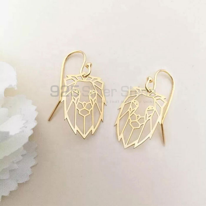 Lion Head Earring, Animal Minimalist Earring In 925 Sterling Silver AME36_0