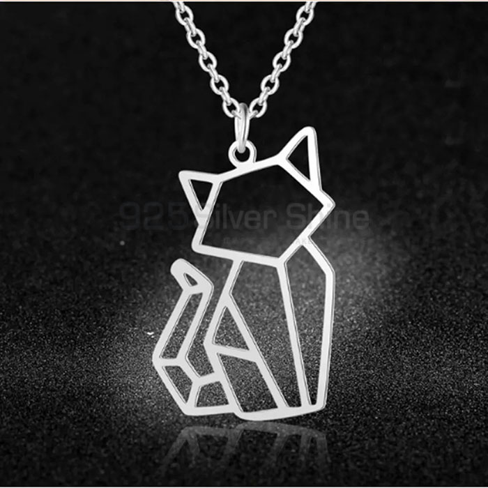 Modern Cat Necklace, Animal Minimalist Necklace In 925 Sterling Silver AMN216_1