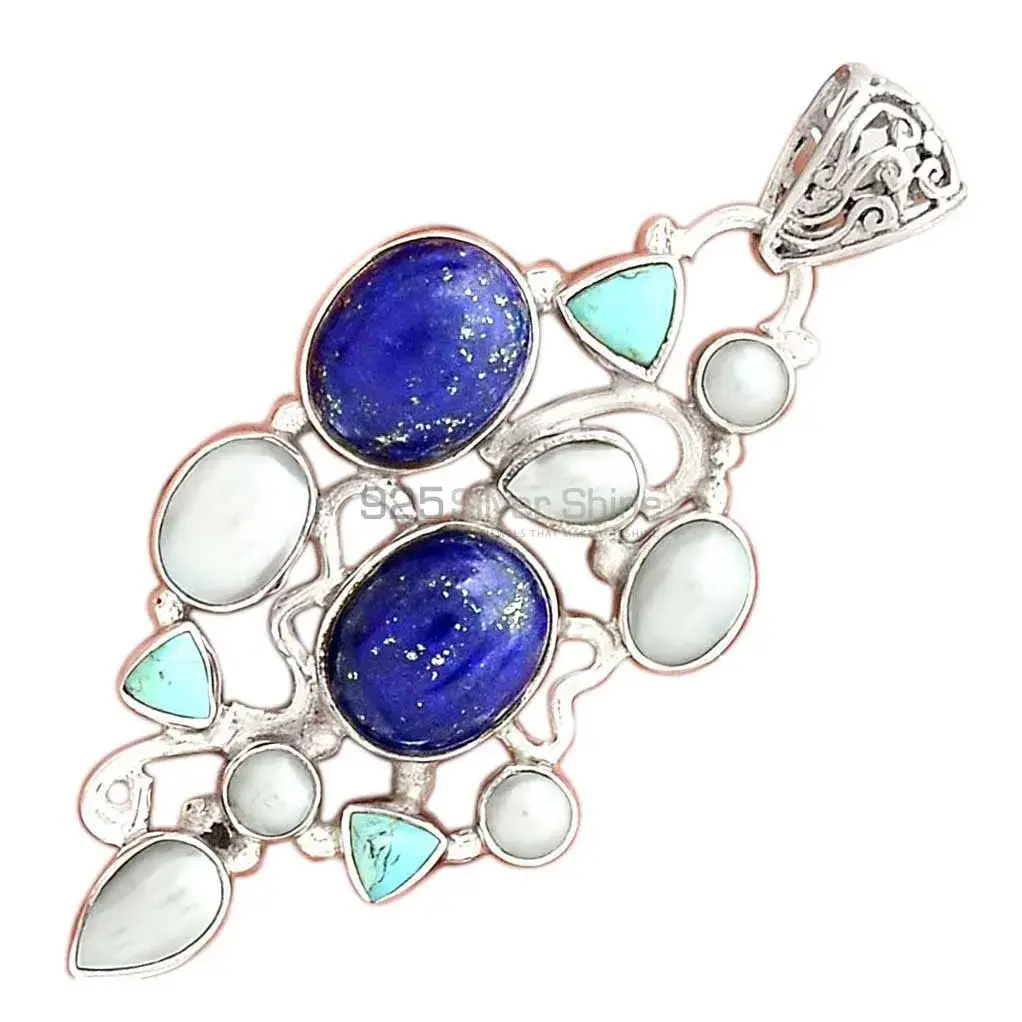 Multi Gemstone Pendants In 925 Fine Silver Jewelry 925SP12-2_1