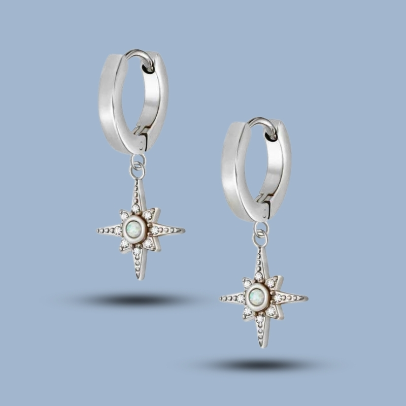 Multi Stone 925 Sterling Silver Hinged Segment Hoop Earring 925She296_0