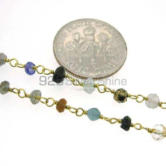Multi stone rosary chain. "Wire Wrapped 1 Feet Roll Chain" 925RC236_0