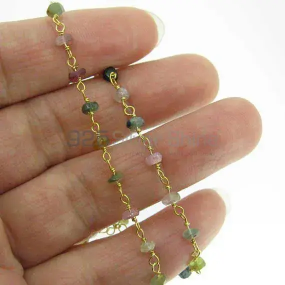 Multi stone rosary chain. "Wire Wrapped 1 Feet Roll Chain" 925RC236_1