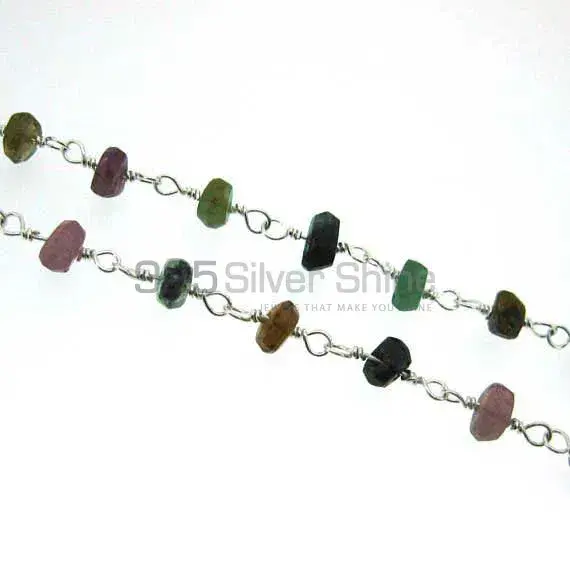 Multi stone rosary chain. "Wire Wrapped 1 Feet Roll Chain" 925RC236_2