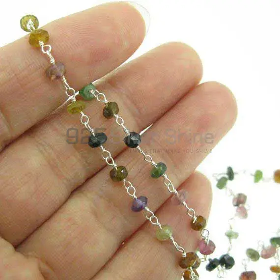 Multi stone rosary chain. "Wire Wrapped 1 Feet Roll Chain" 925RC236_3