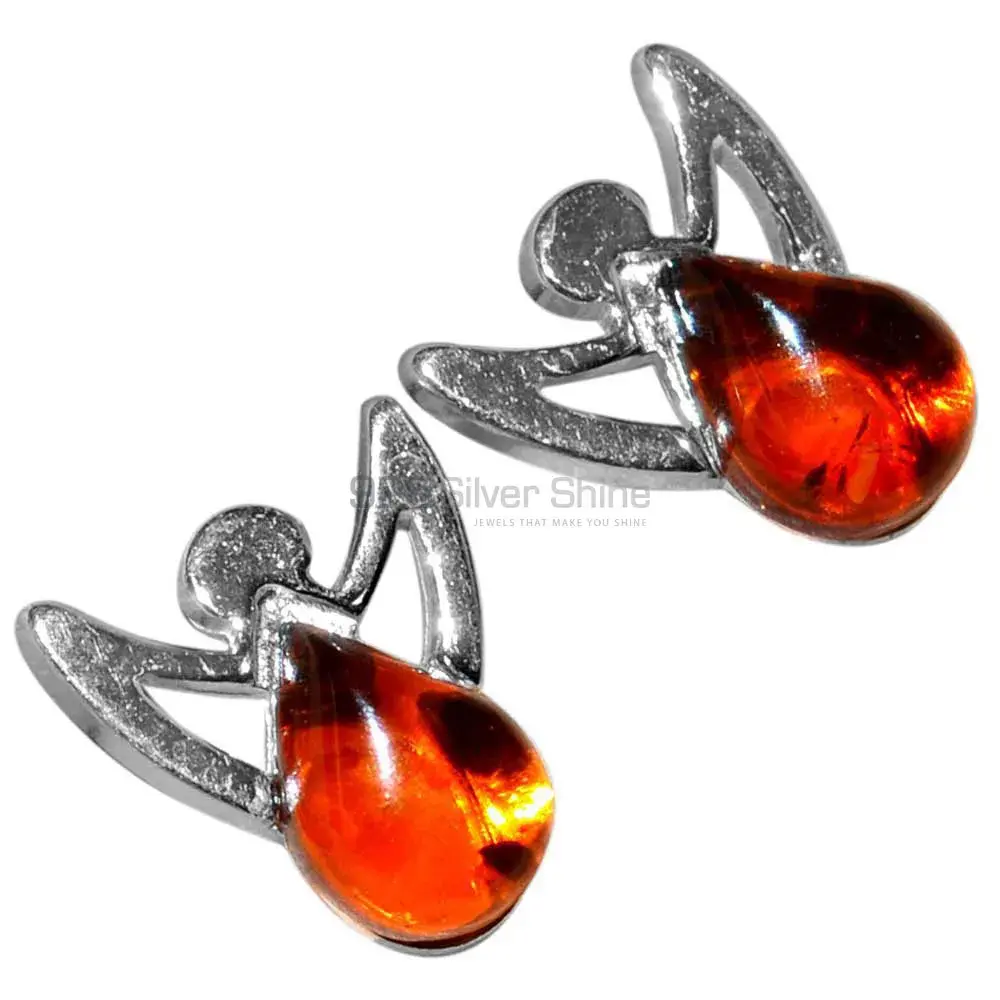 Natural Amber Gemstone Earrings In 925 Sterling Silver Jewelry 925SE2927_2