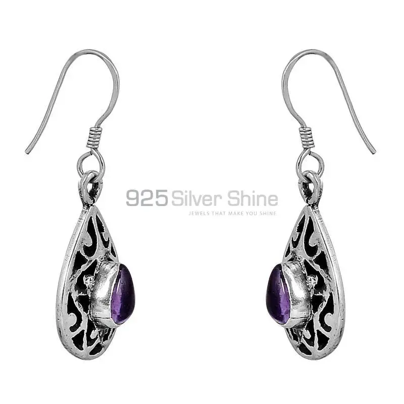 natural Amethyst Gemstone Earring In Solid 925 Silver Jewelry 925SE56_1