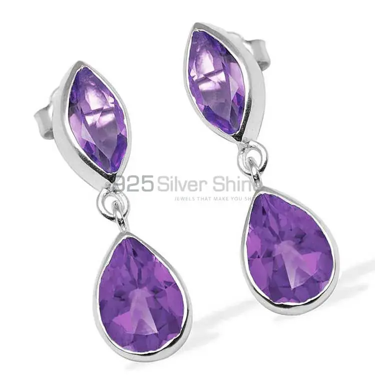 Natural Amethyst Gemstone Earrings In 925 Sterling Silver Jewelry 925SE1128_1
