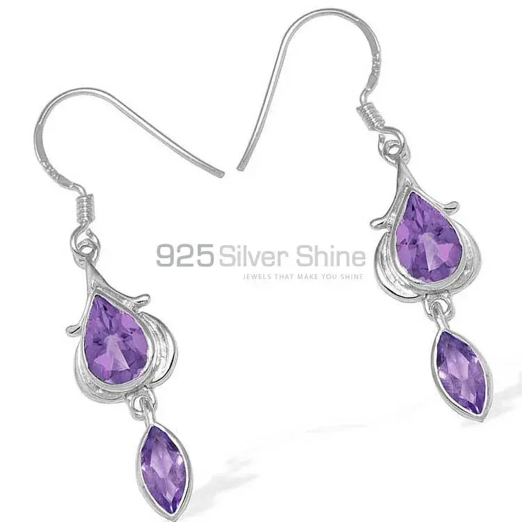 Natural Amethyst Gemstone Earrings In 925 Sterling Silver 925SE1098_1