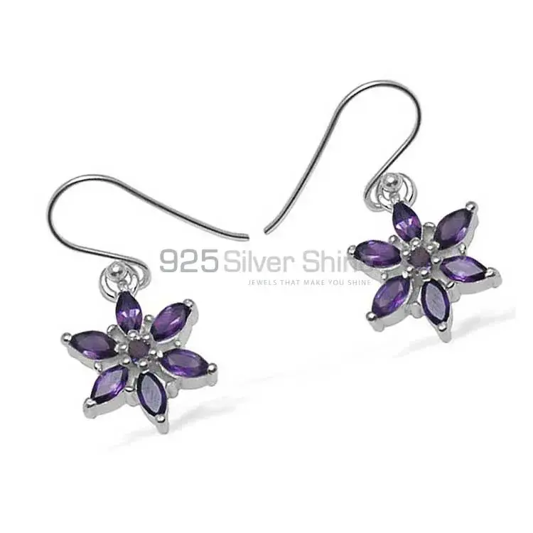Natural Amethyst Gemstone Earrings In Solid 925 Silver 925SE706_0