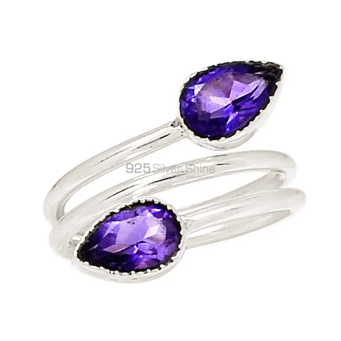 Amethyst Sterling Silver Spiral Rings 925SR2375_1