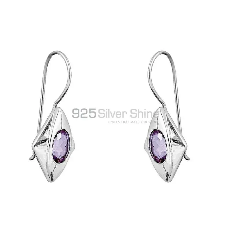 Natural Amethyst Semi Precious Gemstone Earring In 925 Sterling Silver Jewelry 925SE139_2